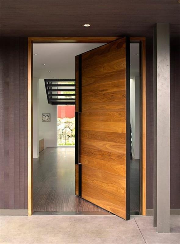 μοντέρνο σχέδιο πρόσοψης υπέροχη ξύλινη πόρτα