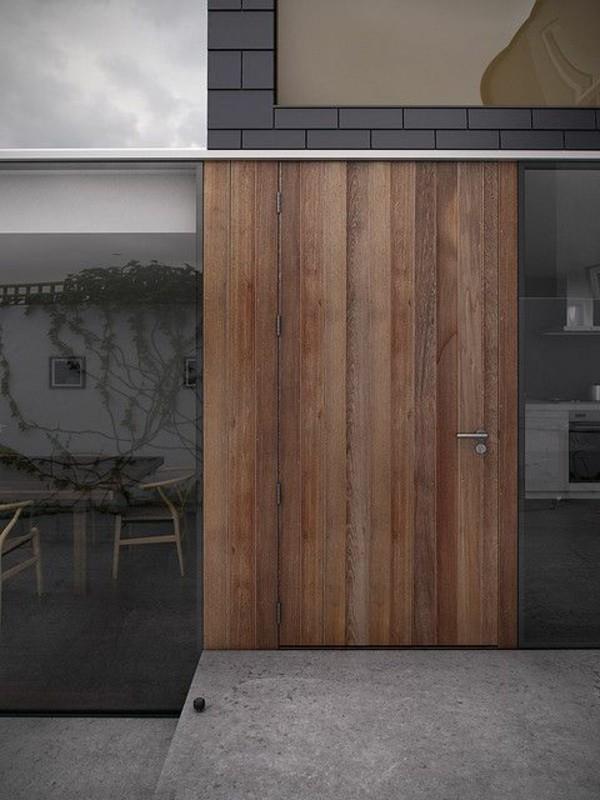 μοντέρνα πρόσοψη ξύλινη πόρτα
