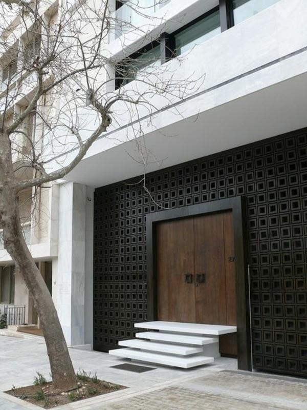 μοντέρνα πόρτα σχεδιασμού πρόσοψης ασπρόμαυρη