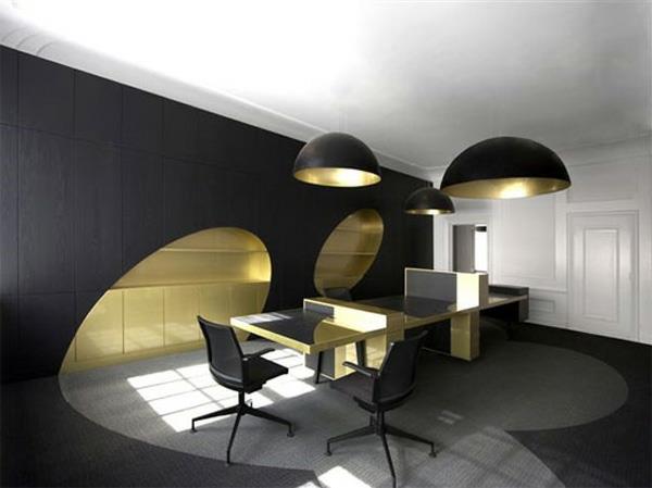 μοντέρνα σχήματα τοίχοι μαύρες ιδέες εσωτερικού σχεδιασμού χρυσά μοτίβα