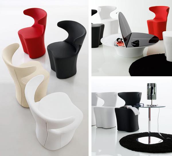 μοντέρνα φουτουριστικά έπιπλα καρέκλες δερμάτινες πολυθρόνες τραπεζιού
