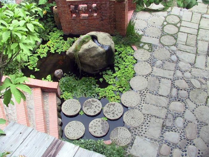 μοντέρνος σχεδιασμός κήπου με σχέδιο πέτρινου κήπου με σχέδιο κύκλου μπροστινού κήπου με πέτρες