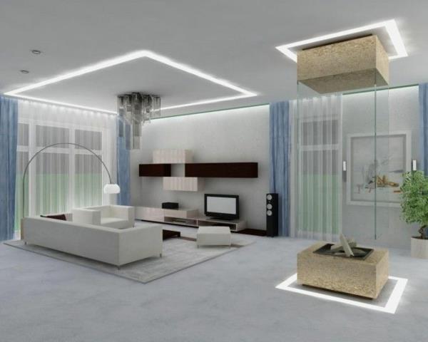 Μοντέρνο σχεδιαστικό δωμάτιο σε λευκό καναπέ