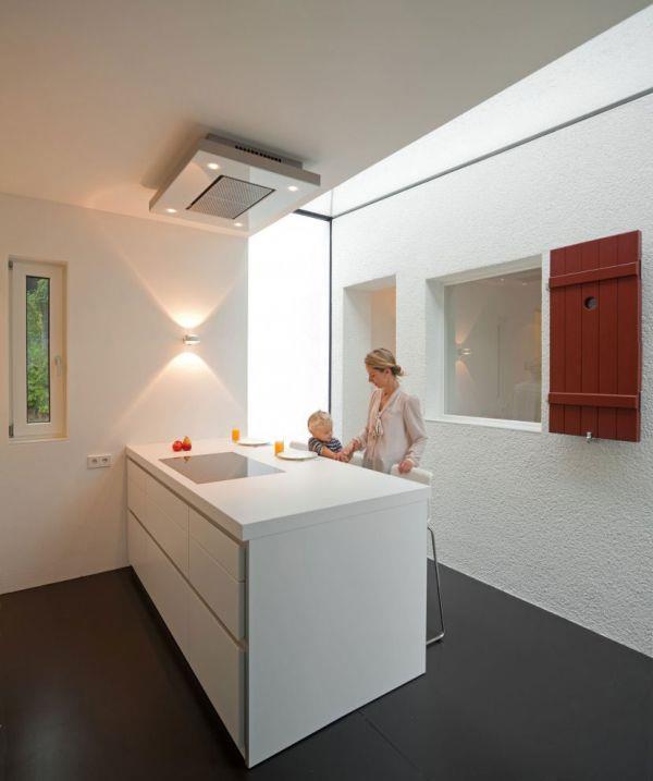 μοντέρνο σπίτι επέκταση κουζίνας κάτοψη λευκή επιφάνεια