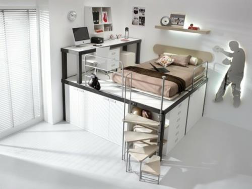 μοντέρνο κρεβάτι σοφίτας σχεδιάζει παιδικό δωμάτιο ντουλάπα σκάλες