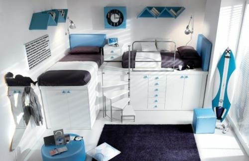 μοντέρνο κρεβάτι πατάρι ντουλάπα παιδικό δωμάτιο λευκό