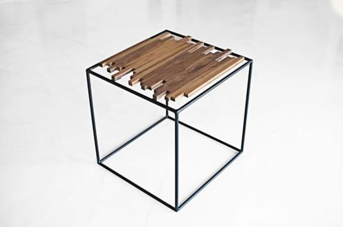 μοντέρνα ξύλινα στοιχεία στο εσωτερικό σχέδιο τετράγωνο μεταλλικό πλαίσιο