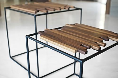 μοντέρνο ξύλινο έμφαση πλαίσιο μεταλλικό τραπέζι επάνω τετράγωνο