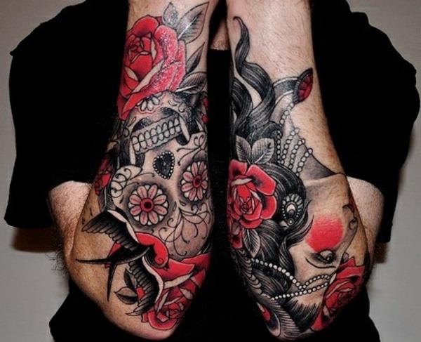 ιδέες για τατουάζ αντιβράχιο μαύρο και κόκκινο