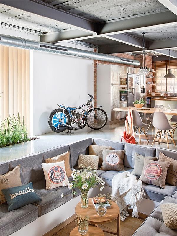 μοντέρνο εσωτερικό σχεδιασμό διαμέρισμα barcelona σαλόνι καναπές ενιαίο χώρο καθιστικού
