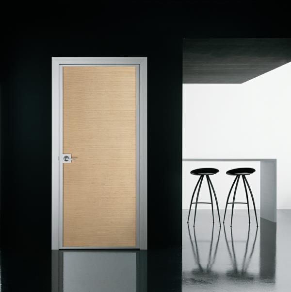 μοντέρνα εσωτερική πόρτα σκούρο τοίχο σχεδιασμό σκαμπό μπαρ