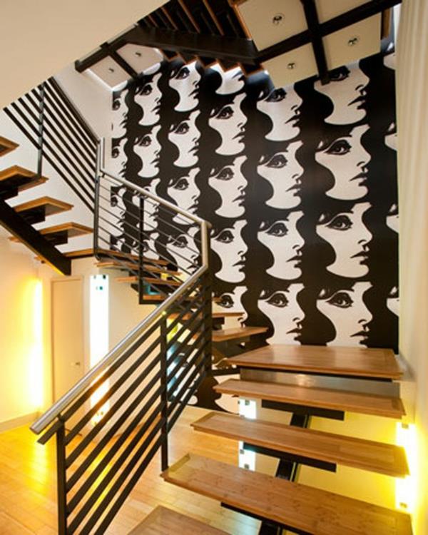 μοντέρνες εσωτερικές ιδέες διακόσμηση τοίχου κιγκλιδωμάτων σκαλοπατιών