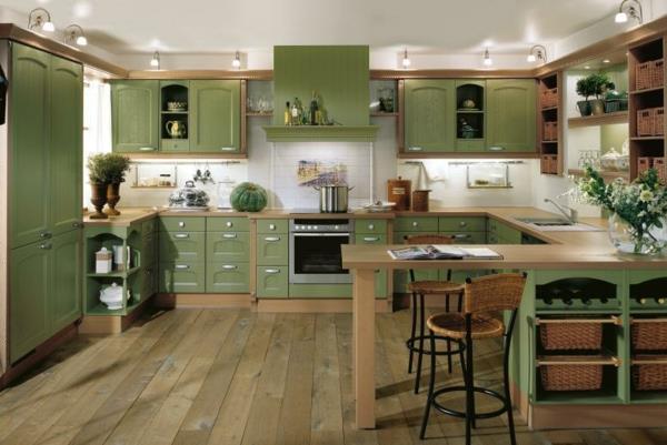 μοντέρνες κουζίνες ευρύχωρη κουζίνα πράσινο όμορφος φωτισμός