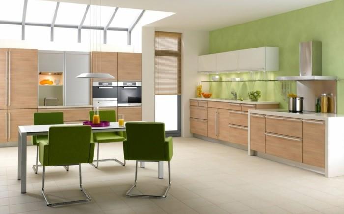 μοντέρνες κουζίνες φωτεινό σχέδιο κουζίνας με πράσινες πινελιές