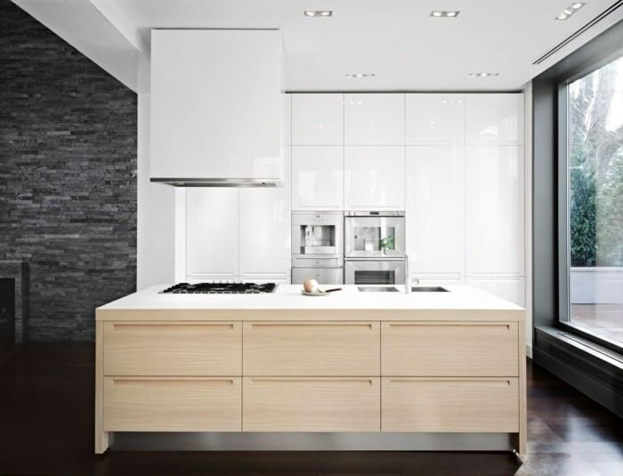 μοντέρνες κουζίνες κουζίνα νησί σκούρο δάπεδο λευκά ντουλάπια κουζίνας