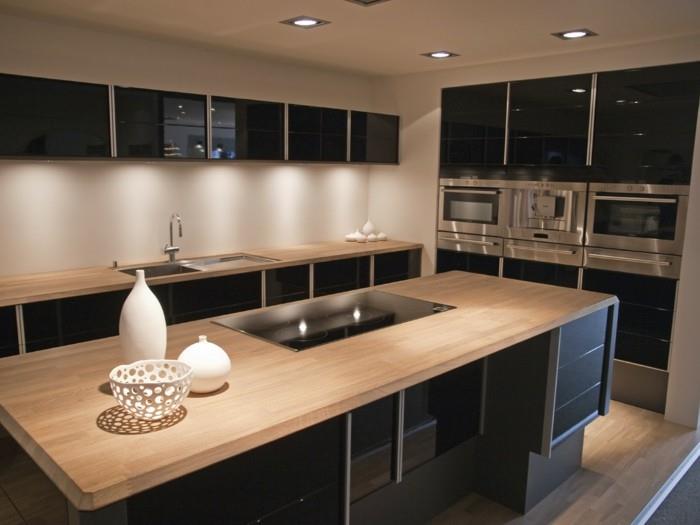 μοντέρνες κουζίνες ρετρό εμφάνιση μαύρα ενσωματωμένα ντουλάπια