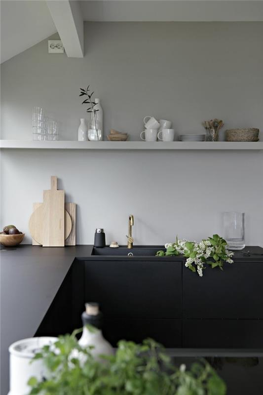 μοντέρνες κουζίνες μαύρο ματ για έπιπλα κουζίνας και λευκοί τοίχοι