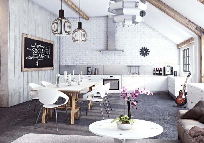 σύγχρονες κουζίνες λευκή σκανδιναβική κουζίνα σε ανοιχτό σχέδιο