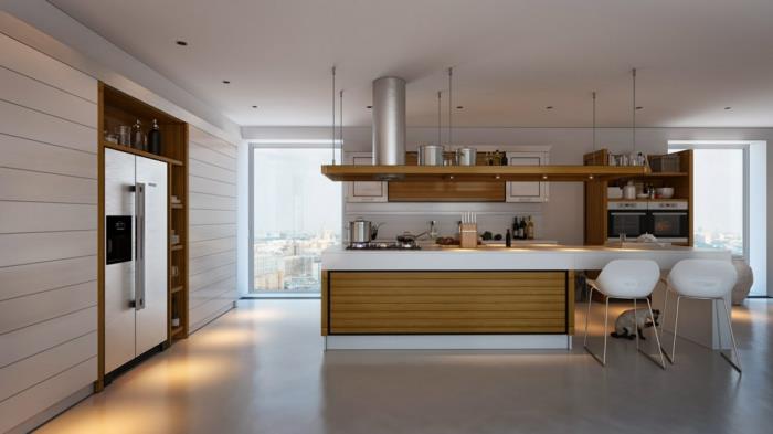 μοντέρνα ψυγεία επίπλων κουζίνας με χώρο κατάψυξης ξύλινη κουζίνα