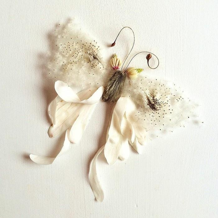 μοντέρνα έργα τέχνης bridget collins λουλούδια λευκό πεταλούδα