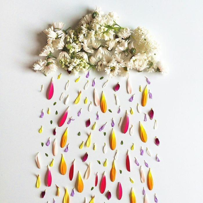 μοντέρνα έργα τέχνης bridget collins βροχή σύννεφα χρώματα λουλούδια