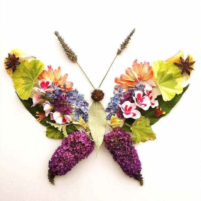 μοντέρνα έργα τέχνης bridget collins πεταλούδα λουλούδια