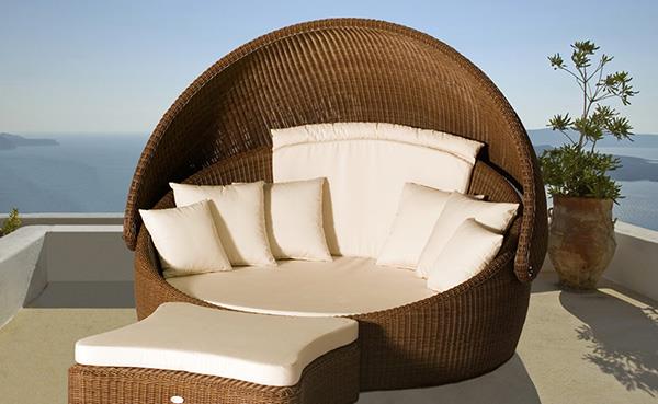 μοντέρνα έπιπλα οβάλ καρέκλα παραλίας από μπαστούνι με ρυθμιζόμενο καπάκι