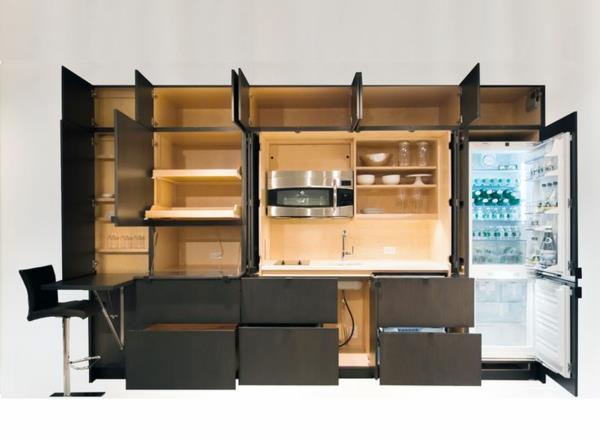 αρθρωτές κουζίνες σχεδιαστικές ιδέες κουζινών μαύρες ενσωματωμένες συσκευές