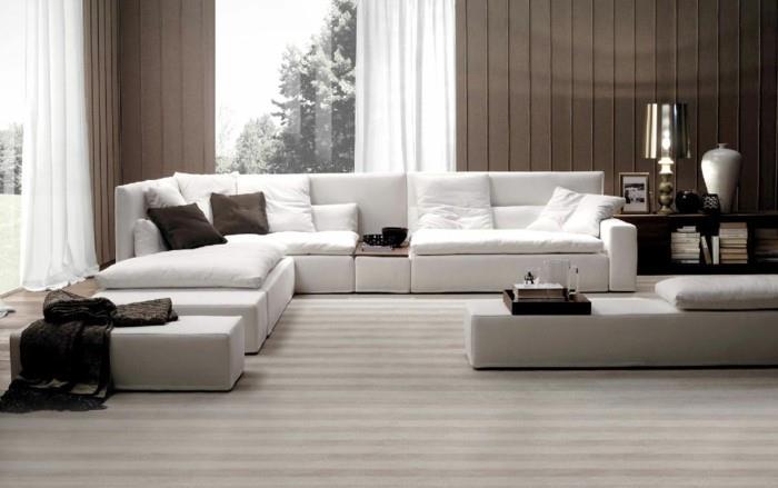 μοντέρνοι καναπέδες επενδυμένοι με λευκό ύφασμα ιδέες σαλονιού