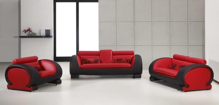 μοντέρνοι καναπέδες γκρι ύφασμα επικαλυμμένες ιδέες σαλονιού κόκκινο μαύρο