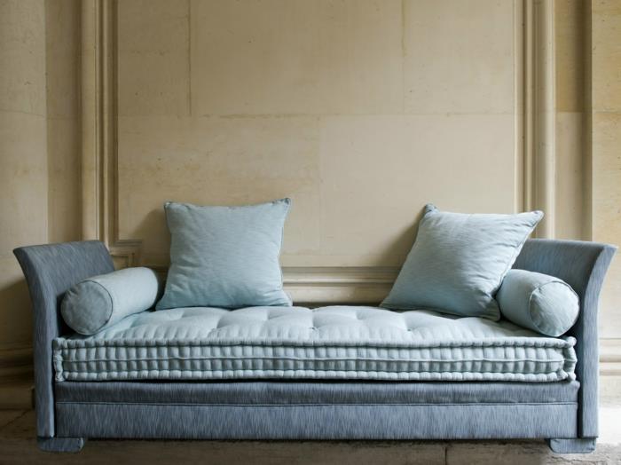 μοντέρνοι καναπέδες γαλάζιος καναπές ντιβάνι ρίξτε μαξιλάρια χωρίς πλάτη