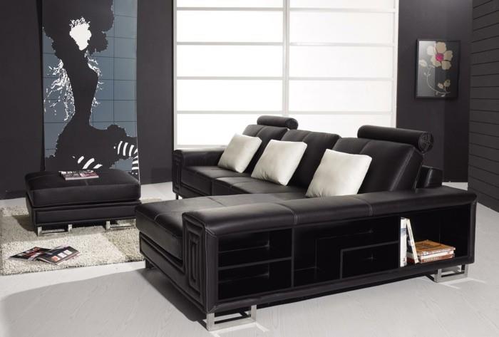 μοντέρνοι καναπέδες μαύρος δερμάτινος καναπές όμορφη διακόσμηση τοίχου