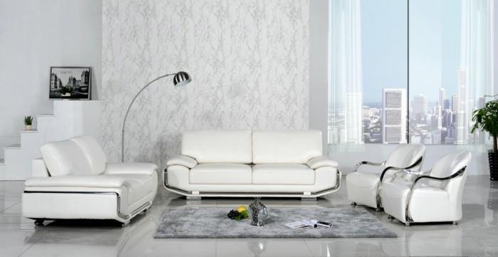 μοντέρνοι καναπέδες λευκός δερμάτινος καναπές γκρι χαλί όμορφη προφορά πλακάκια δαπέδου τοίχου