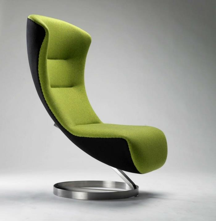 μοντέρνες καρέκλες δροσερή πράσινη πολυθρόνα μεταλλική βάση