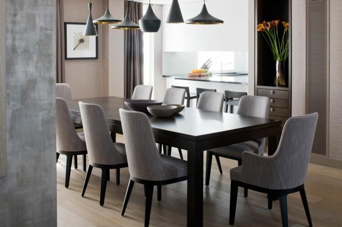 μοντέρνες καρέκλες τραπεζαρία γκρι καρέκλες τραπεζαρίας κομψό σκούρο καφέ τραπέζι φαγητού