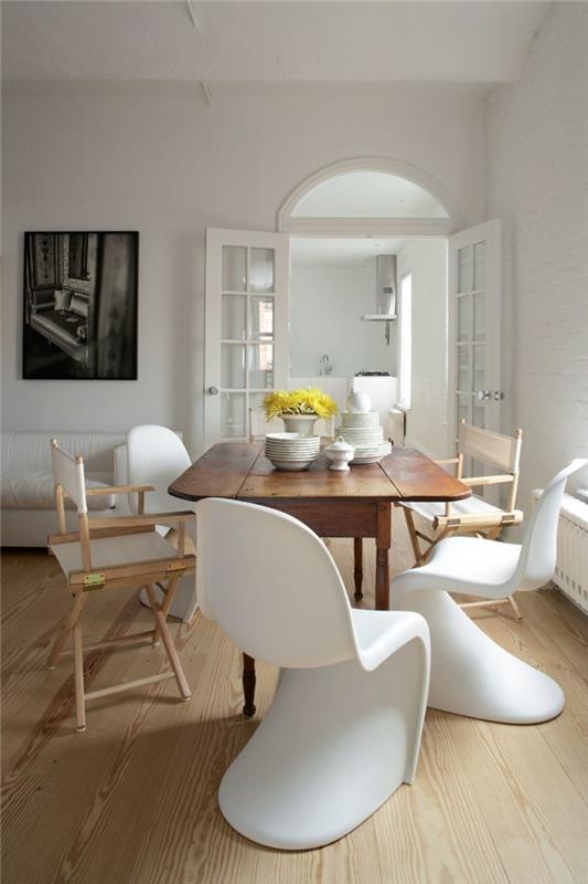 μοντέρνες καρέκλες τραπεζαρία λευκές καρέκλες όμορφο ξύλινο πάτωμα