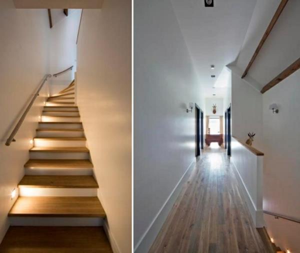 μοντέρνα σκάλα φωτισμός ξύλινο σχέδιο