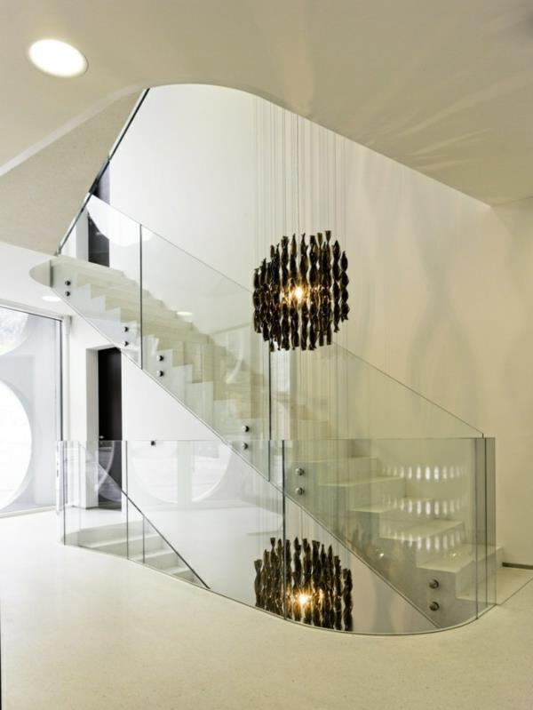μοντέρνα σκάλα σχεδιασμός διακόσμηση γυάλινου τοίχου