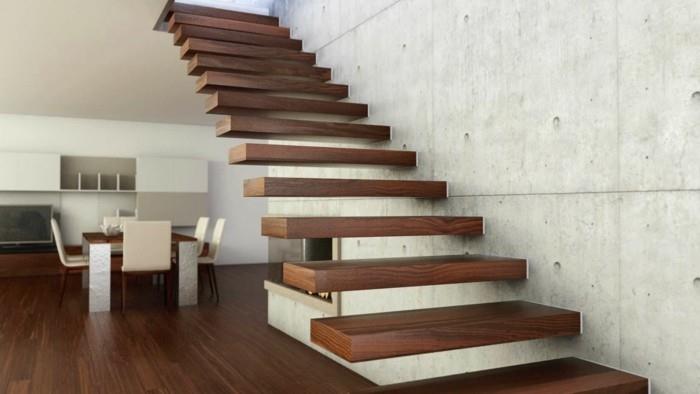 σύγχρονες σκάλες που επιπλέουν ξύλο