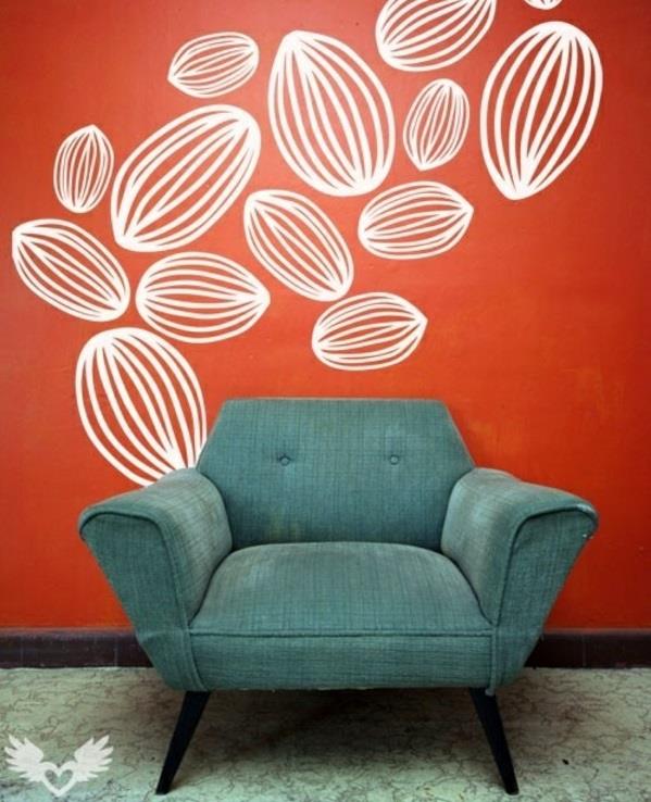 μοντέρνες ιδέες τοιχογραφίας κόκκινες λευκές φιγούρες πολυθρόνα