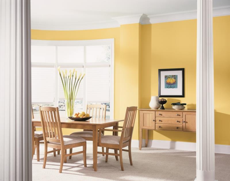 επιλέξτε μοντέρνα χρώματα τοίχου τραπεζαρία χρώμα τοίχου κίτρινο