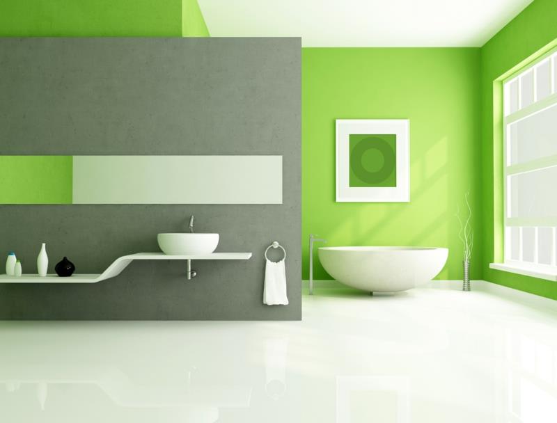 μοντέρνα χρώματα τοίχου χρώμα τοίχου μπάνιου πράσινο γκρι