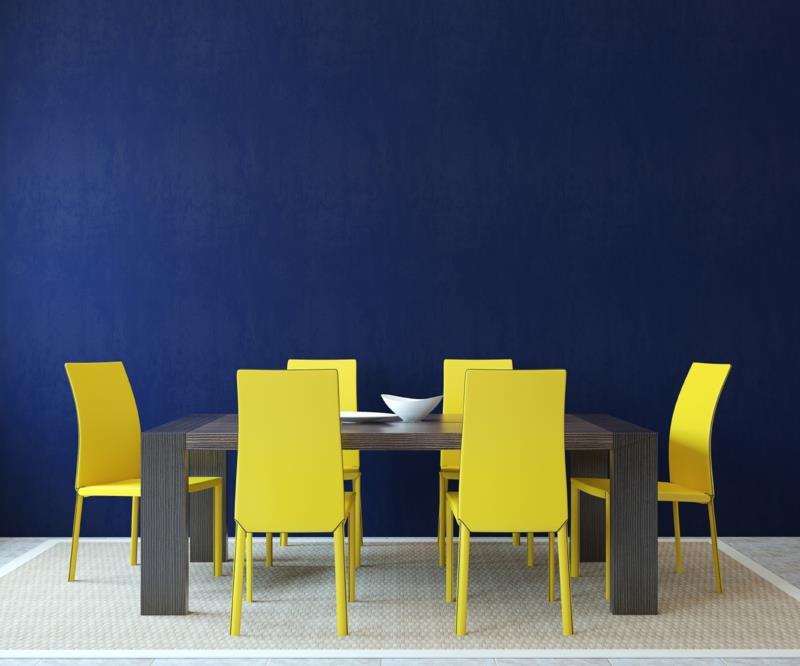 μοντέρνα χρώματα τοίχων μπλε τραπεζαρία τάσεις χρωμάτων τοίχων