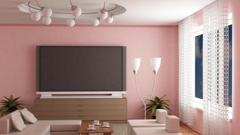 βάψτε μοντέρνα χρώματα τοίχων ροζ τοίχους σαλονιού