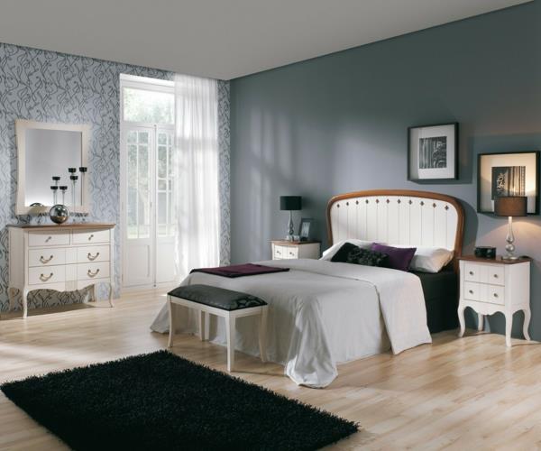μοντέρνα χρώματα τοίχου γκρι νεο-μπαρόκ έπιπλα υπνοδωμάτιο