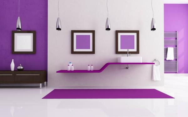 νέα χρώματα τοίχου μωβ μπάνιο