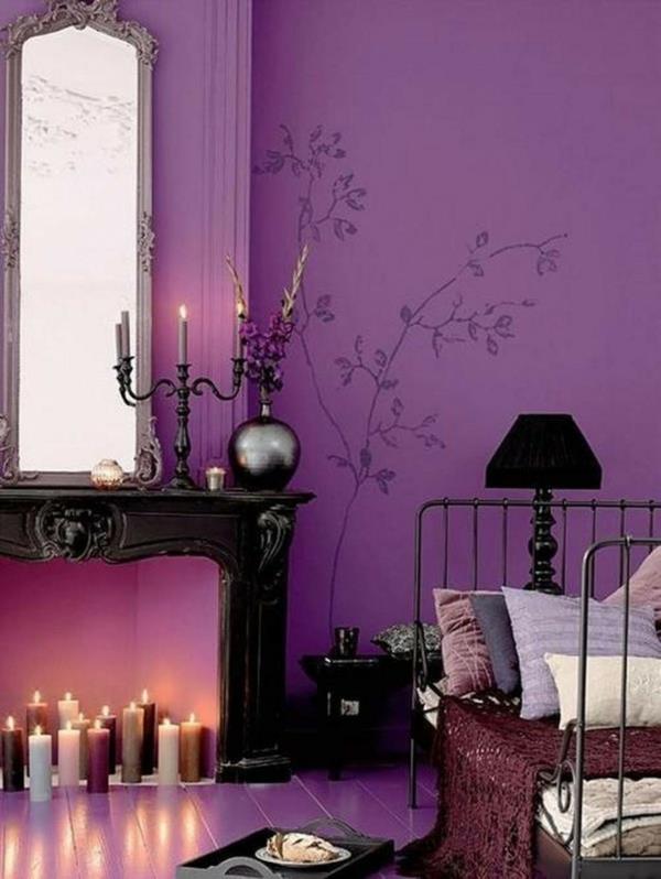 μοντέρνα χρώματα τοίχου μοβ αυτοκόλλητο τοίχου ρομαντικό