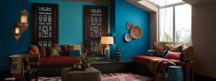 μοντέρνο σχεδιασμό τοίχου μπλε τόνους σαλόνι