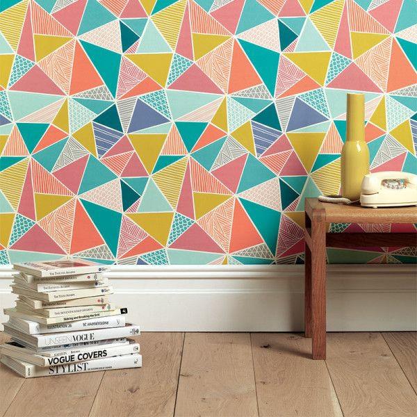 μοντέρνος σχεδιασμός τοίχων με ταπετσαρίες χρωματισμένα τρίγωνα σχεδιασμού τοίχων