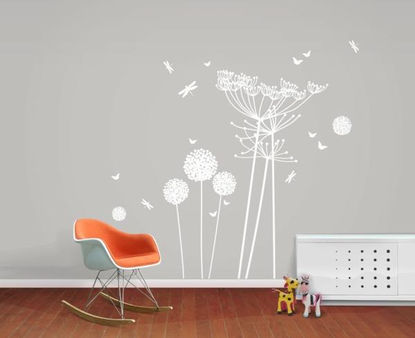 αυτοκόλλητα τοίχου λιβάδια λουλούδια λευκά